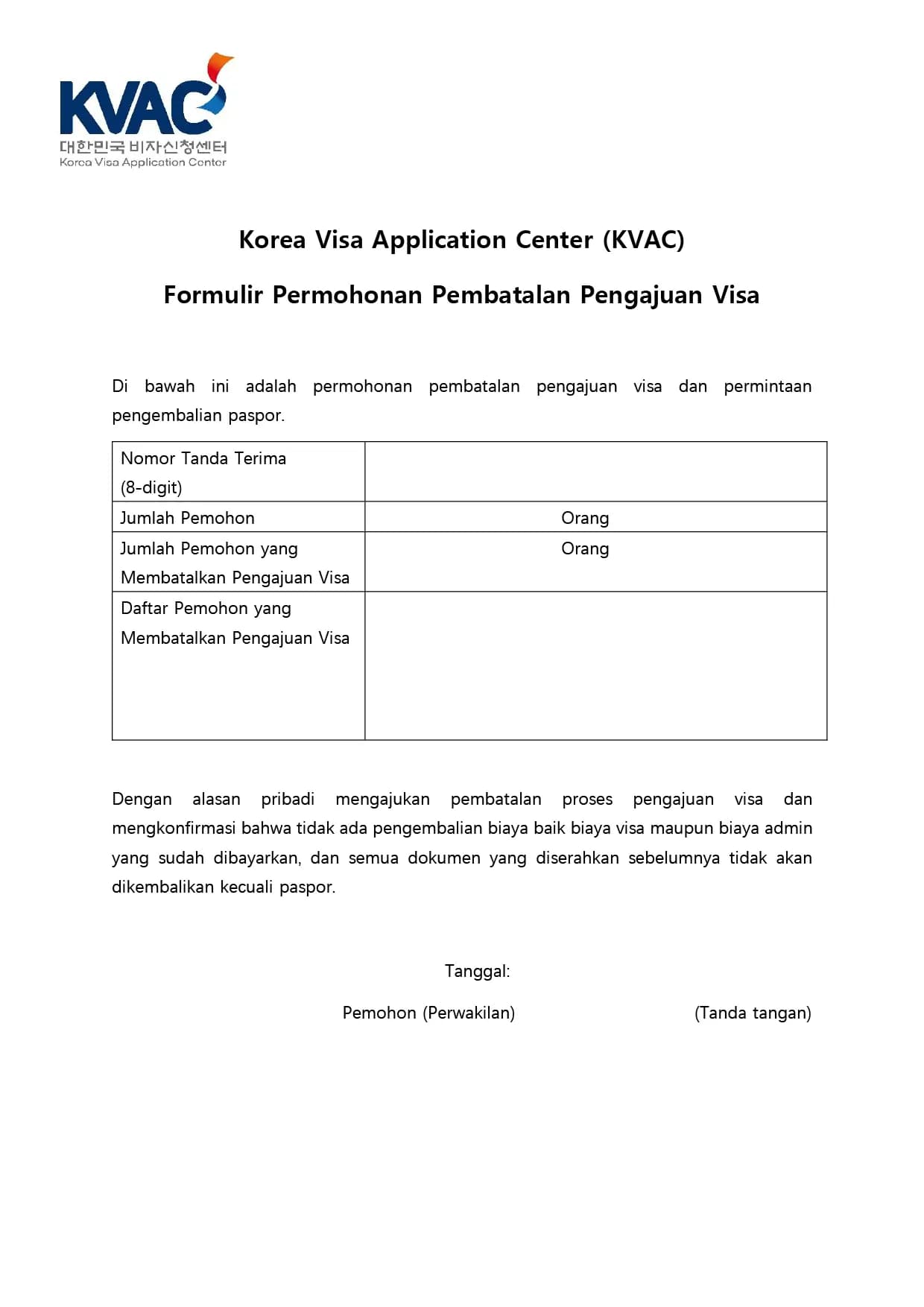 Formulir Pembatalan Visa - 0
